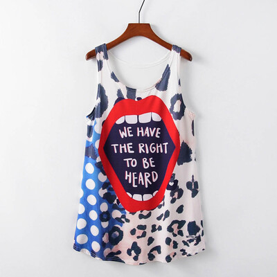 

Nomeni Women Printed Sleeveless long Section Of the Large Shirt Tide T Top Vest