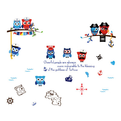 

〖Follure〗Pirate Owl Birds Branch Removable Kids Decor Mural Wall Stickers Decal