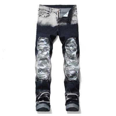 

Gobestart Fashion Mens Casual Personality Printing Slim Fit Denim Jeans Pants