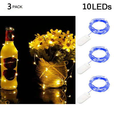 

〖Follure〗3Pcs 10LED Fairy Lights Battery Starry String Copper Wire Decor Christmas Blue