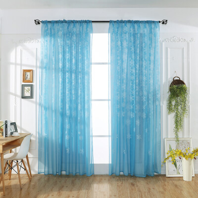 

Gobestart 1PCS Christmas Snowflake Curtain Tulle Window Treatment Voile Drape Valance