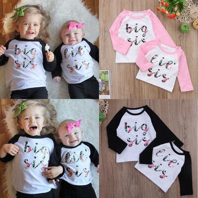 

BigLittle Sister Matching Top T-shirt Newborn Baby Girl Romper Bodysuit Outfits