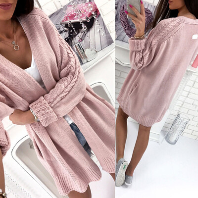 

Roseonmyhand Women Autumn Winter Long Sleeve Solid Knitted Sweater Pullover Blouse Tops