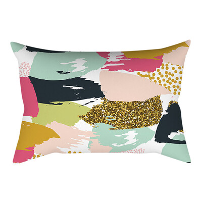 

〖Follure〗Pink small fresh printing square pillowcase home decoration car sofa 30X50cm