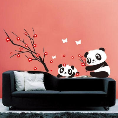 

2015 Baby Panda Plum Blossom Flower Branch Decal Art Vinyl Wall Sticker Decor UK