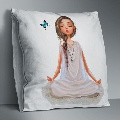 

1 Pc Creative Geometry Yoga Meditating Pattern Double-sided Polyester Pillowcase