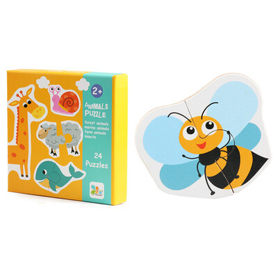 

Gotoamei Kids Baby Wooden Wood Animal Cognition Puzzle Fruit Learning Educational Toy