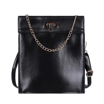 

Solid Color Totes Women Square Shoulder Messenger Leather Buckle Chain Bag