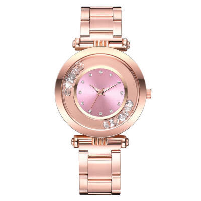 

Reloj Mujer Women Luxury Watch Stainless Steel Analog Quartz Wristwatch Rolling Diamond Clock Rose Gold Dress Watches 2019