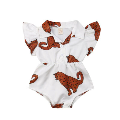 

Newborn Baby Girl Summer Leopard Ruffle Blouse Romper Jumpsuit Outfit Clothes