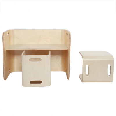 

Greensen 3-Piece Kids Children Natural Bentwood Multipurpose Kids Wooden Table&Chair Set
