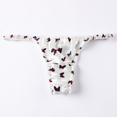 

Women Printed Low Waist Silk Comfy G-string Breathable Panties Sexy Underwear