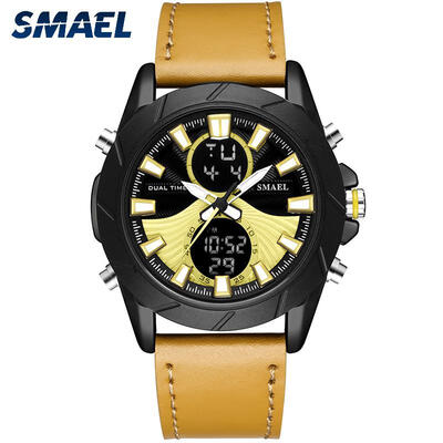 

SMAEL1386 Male Digital Sport Wristwatches Waterproof Leather Watches Multifunctional Military Watch For Outdoor