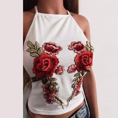 

Women Camisole Top Floral Embroidery Sleeveless Adjustable Spaghetti Strap Sexy Tee Tank Top