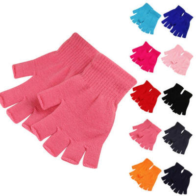 

USA Womens Mens Soft Half Finger Gloves Winter Warmer Knitted Mittens Fingerless