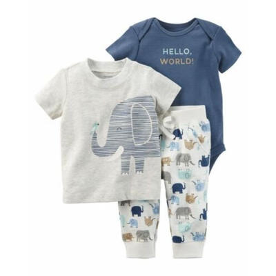 

UK Newborn Kids Baby Boys Girls Elephant Tops T-shirt Long Pants Outfits Set aws