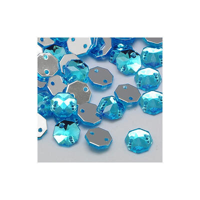 

Sew on Rhinestone Taiwan Acrylic Rhinestone Two Holes Garments Accessories Faceted Octagon DeepSkyBlue 10x95x3mm Hole 1mm