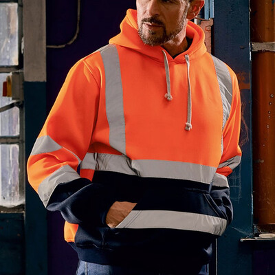 

Mens Color Matching Reflective Sweatshirt Hooded Pocket Long Sleeves Tops