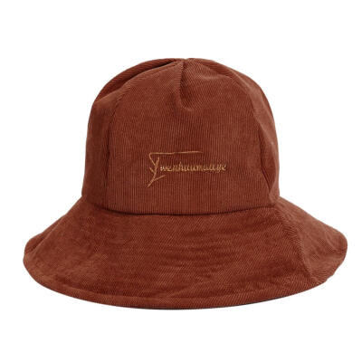 

Fashion Women Solid Color Letter Print Hats Casual Corduroy Bucket Cap