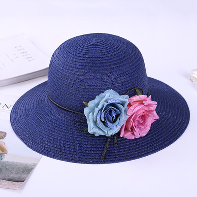 

Xiao Qing Xin Korean version of the Straw Hat Lady summer sunshade hat retro foldable butterfly ribbon beach cap