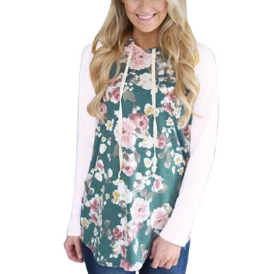 

Women Casual Hooded Drawstring Long Sleeve Tops