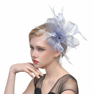 

Womens Fascinator Hat Flower Mesh Ribbons Feathers Headband Cocktail Tea Party