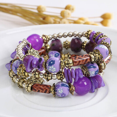 

Bohemian Beads Multilayer Imitation Natural Stone Bracelets For Women Ethnic Tibet Crystal Charms Bracelets Bangles Gift