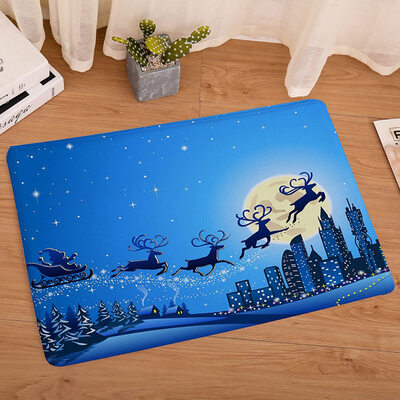

2020 New Year 7 Styles Santa Claus Christmas Flannel Door Mat Floor Mat Bathroom Home Absorbent Non-Slip Carpet Mat