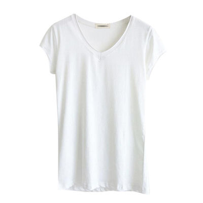 

Women Casual Solid Color Summer Tees Slim Fit V Neck T-Shirts Tops