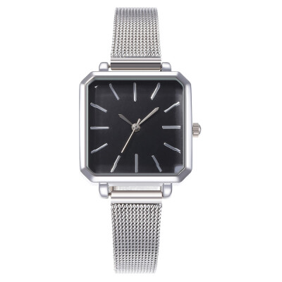 

Explosion models ladies alloy steel belt quartz watch square shell mesh with Roman scale wrist watch