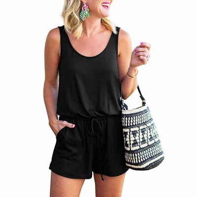 

Starmoon Womens Summer Scoop Neck Sleeveless Tank Top Short Jumpsuit Rompers