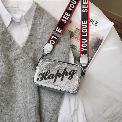 

Chic small bag female 2019 new fashion sequins shoulder small square bag texture wild ulzzang Messenger bag