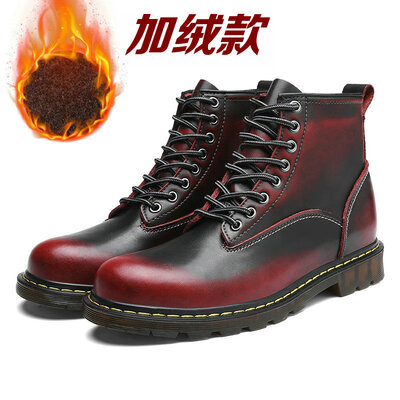 

Winter warm&velvet leather Martin boots men&women couples shoes neutral desert boots high to help ankle boots tooling shoes