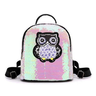 

Bird Print Sequin Travel Small Backpacks Women Shoulder Schoolbags Knapsack
