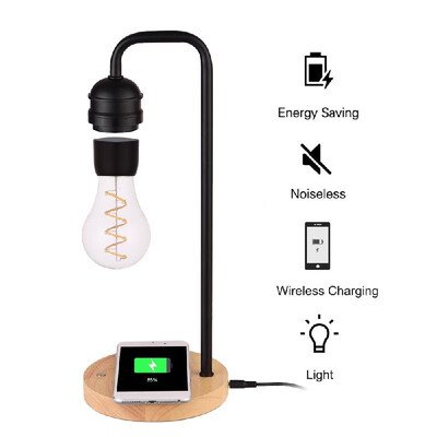 

LED Table Magnetic Light Lamp Bulb Floating Levitating Atmosphere Night Light with Wireless Charger for iPhone Android Office Home