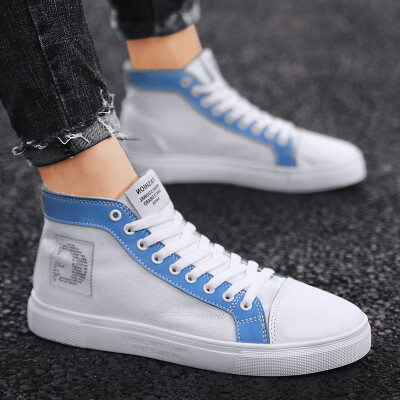 

Summer mens high canvas shoes mens Korean version of the trend of the network red with the wild shoes breathable shoes