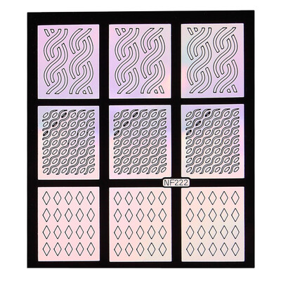 

Toponeto 12 Sheets New Nail Hollow Irregular Grid Stencil Reusable Manicure Stickers