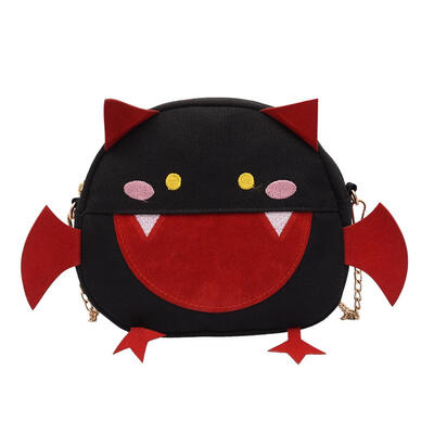 

Cute Smile Bat Shaped Shoulder Handbags Women Chain Canvas Crossbody Bags