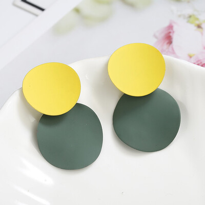 

New Arrival wing Womens Fashion Unique Metal Drop Earrings Trendy Candy Colors Round Statement Earrings for Women Jewelry 2019