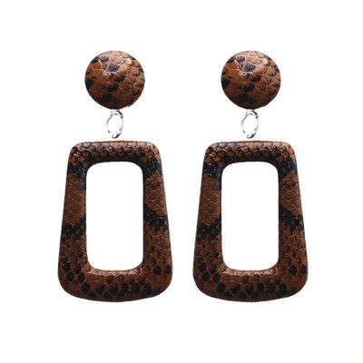 

EK630 Oversize Vintage Drop Earrings for Women Large Geometric Statement Earrings PU Snake Skin Pendant Earrings Fashion Jewelry