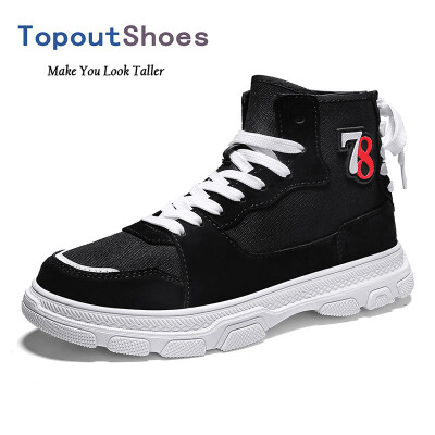 

TopoutShoes Elevator Men High Top Plimsolls Shoes Hidden Lift Canvas Skateboarding Shoes Taller 34cm 85cm