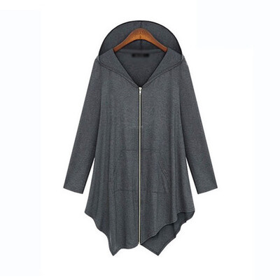 

Women Long Sleeve Hoodies Pullover Caot Jumper Casual Top Tunic Irregular Hem