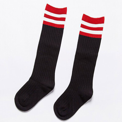 

Child Football Socks Three Bars Knee-High Pure Cotton Striped Stocking Practical