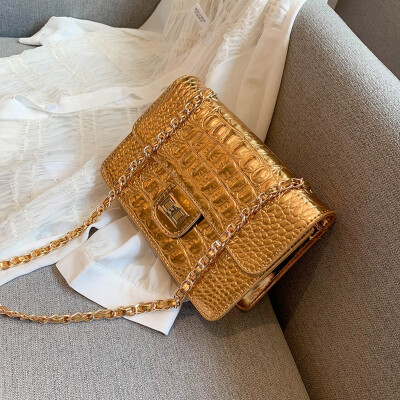 

Tailored Fashion Women Single Shoulder Small Square Bag Alligator Texture Zipper Bag