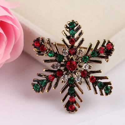 

Elegant Diamond Snowflake Brooch Christmas Wedding Bridal Pin Rhinestone