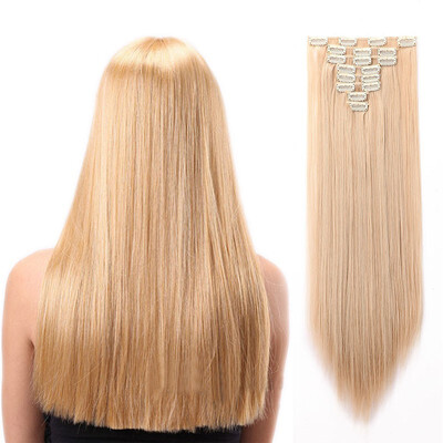 

8 PcsSet Fashion Long Curly Wavy Straight Clip In Hair Extension Sexy Heat Resistant Party Hair Natural Synthetic Hair For Women