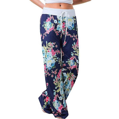 

Tailored Womens Comfy Stretch Floral Print Drawstring Wide Leg Lounge Pants