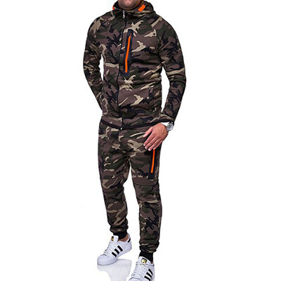 

SUNSIOM Mens Casual Camo Military Sports Combat Sweatshirt Hoodie Tops Pants Tracksuit