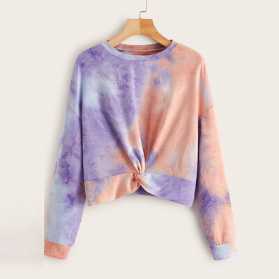 

Tailored Fashion Women Short Rainbow Long Sleeve Pullover Round Neck Blouse Sweater