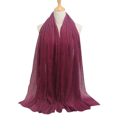

Women Solid Pleated Scarf Hijabs Oversized Large Muslim Middle East Islam Long Scarves Shawls